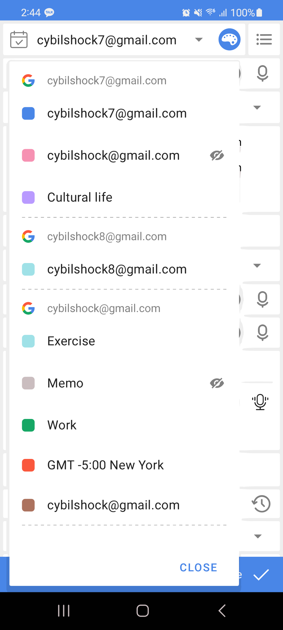 Google Calendar synchronization settings in AA Calendar